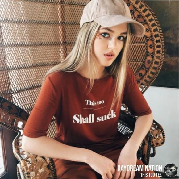 DAYDREAM NATION X DOLLS KILL THIS TOO GRAPHIC TEE SHIRT IN RUSTY BRONZE SIZE S - Picture 2 of 13